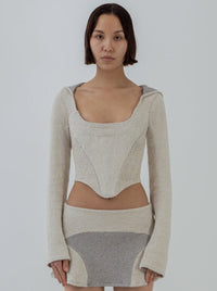 TERRY CLOTH HOODED CORSET BONE-Ella Roberts-APOC STORE