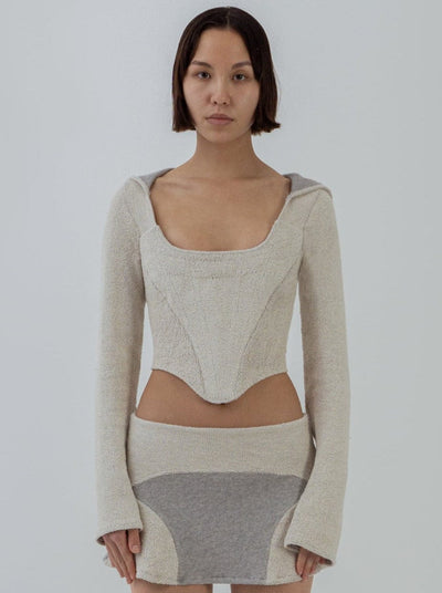 TERRY CLOTH HOODED CORSET BONE-Ella Roberts-APOC STORE