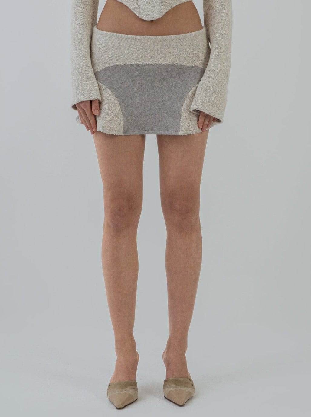 TERRY CLOTH MINI SKIRT BONE-Ella Roberts-APOC STORE