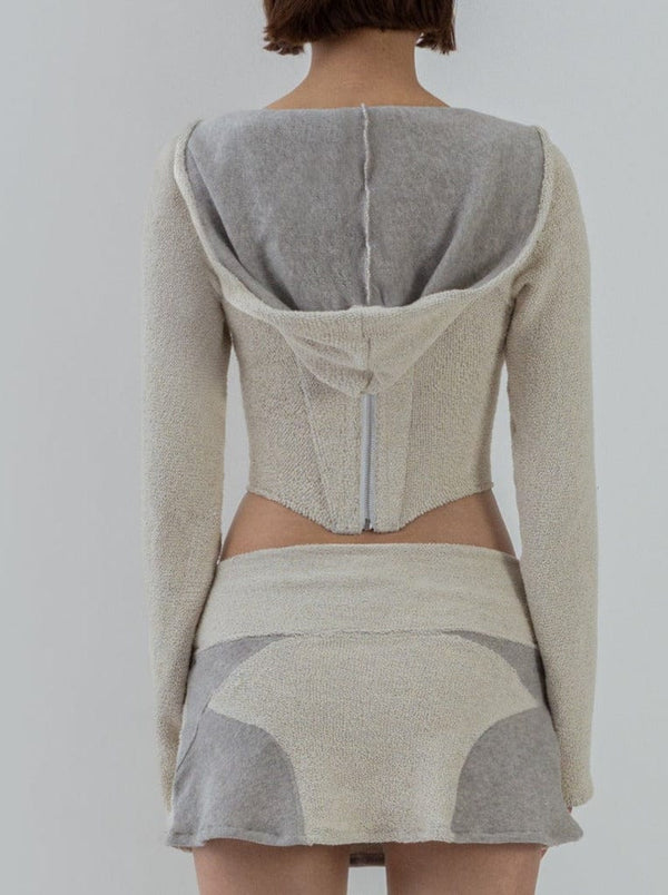 TERRY CLOTH HOODED CORSET BONE-Ella Roberts-APOC STORE