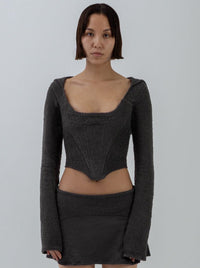 TERRY CLOTH HOODED CORSET GRAPHITE-Ella Roberts-APOC STORE