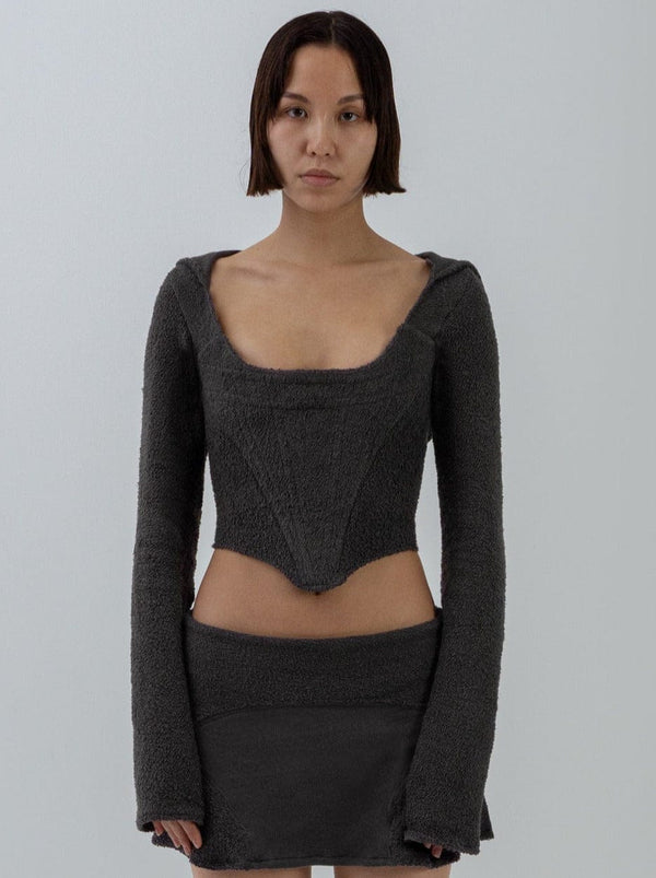 TERRY CLOTH HOODED CORSET GRAPHITE-Ella Roberts-APOC STORE