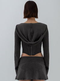 TERRY CLOTH HOODED CORSET GRAPHITE-Ella Roberts-APOC STORE