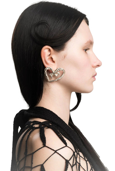 SILVER LOGO EARRINGS-Urte Kat-APOC STORE