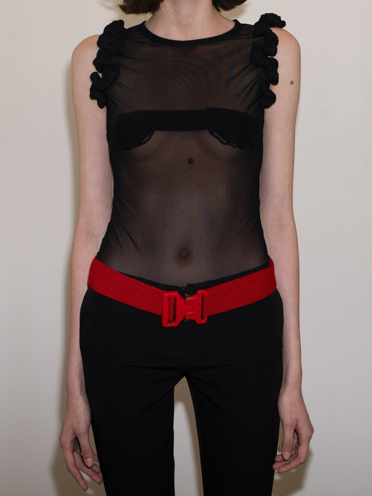 tank top with ruffle details black – APOC STORE