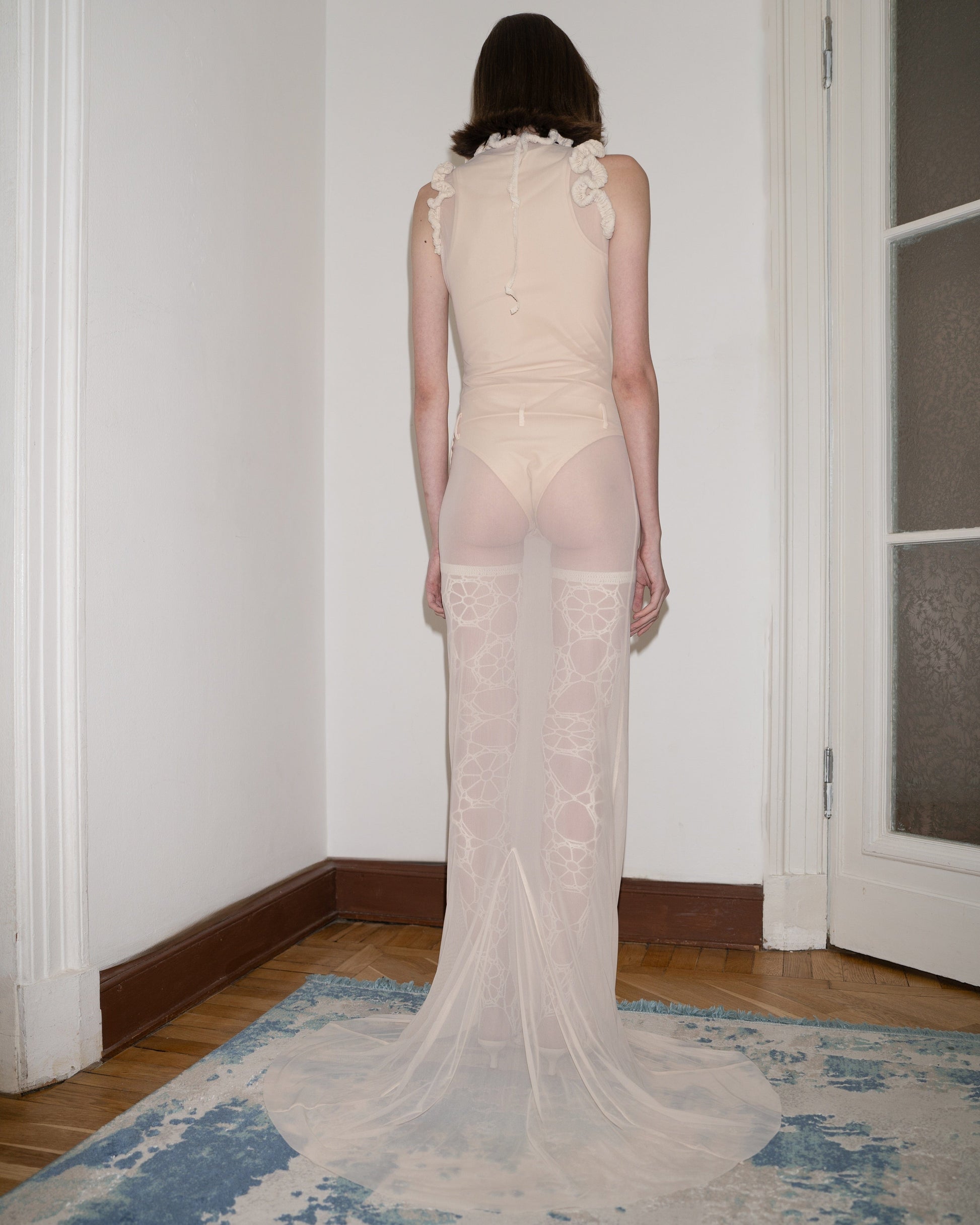 Mesh Dress with ruffle details-Nastyamasha-APOC STORE