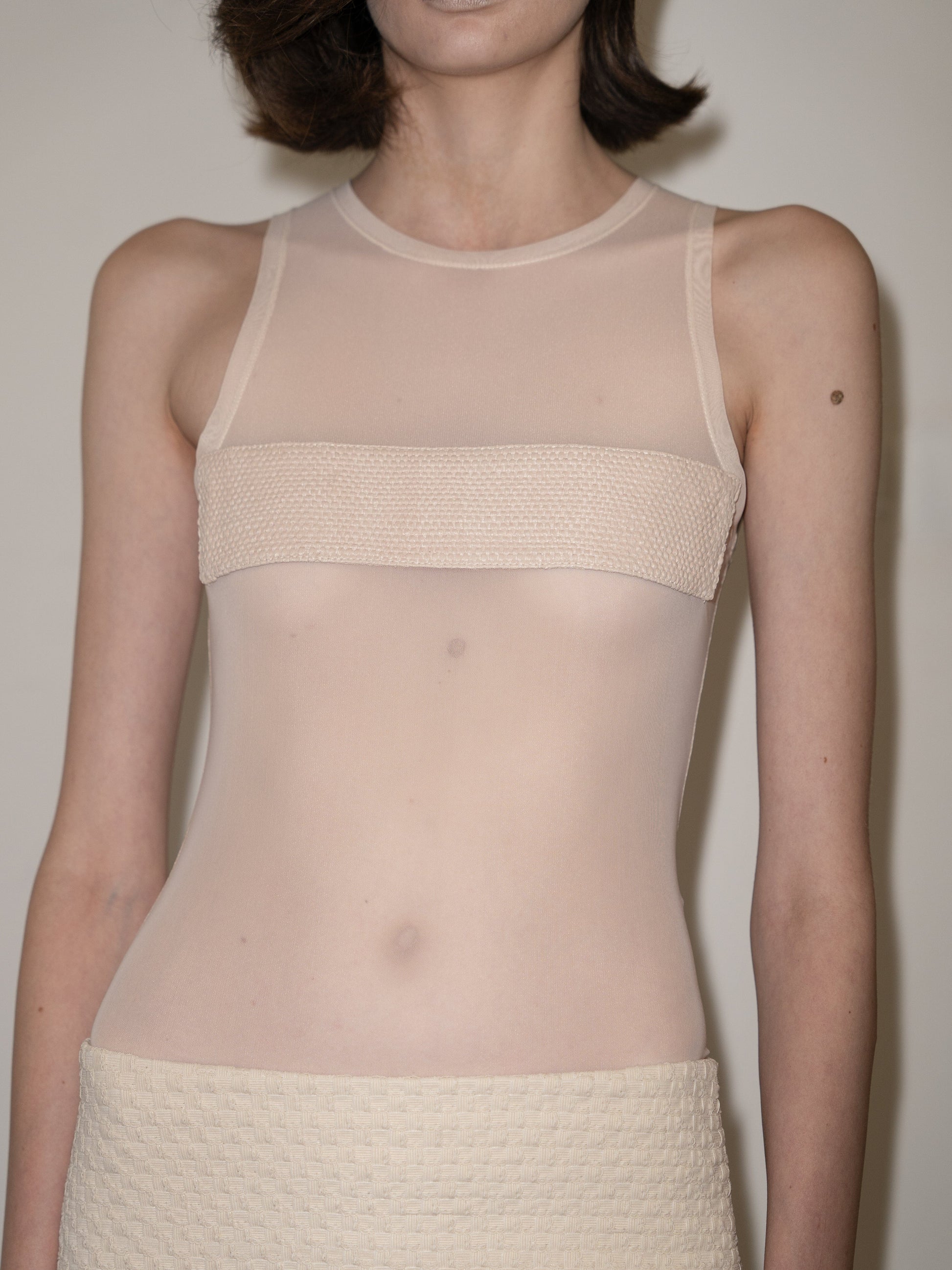 Mesh Tank Top with raffia detail-Nastyamasha-APOC STORE