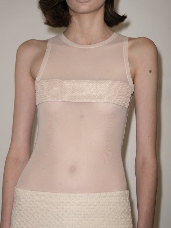 Mesh Tank Top with raffia detail-Nastyamasha-APOC STORE