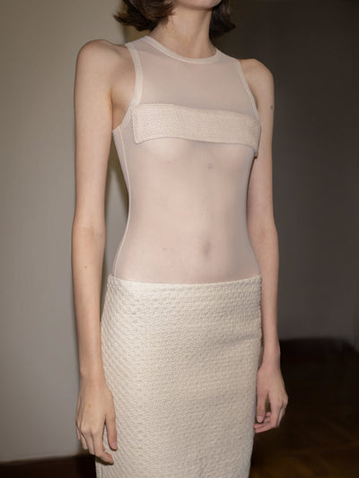 Mesh Tank Top with raffia detail-Nastyamasha-APOC STORE