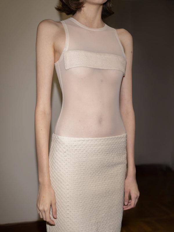 Mesh Tank Top with raffia detail-Nastyamasha-APOC STORE