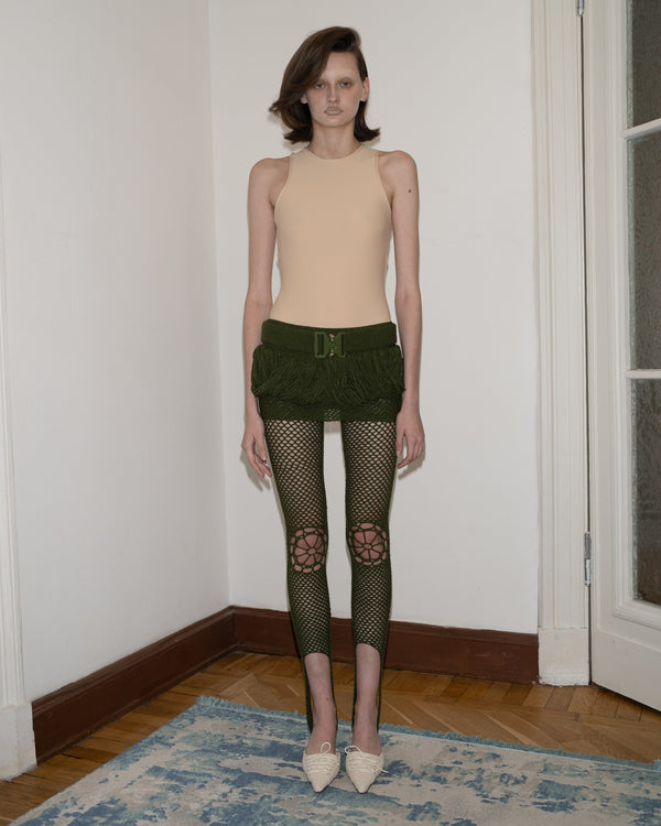 Crochet Micro skirt/Belt Khaki-Nastyamasha-APOC STORE
