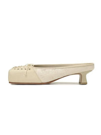 SQUARE LACE MULE CREAM 4CM-Gyouree Kim-APOC STORE