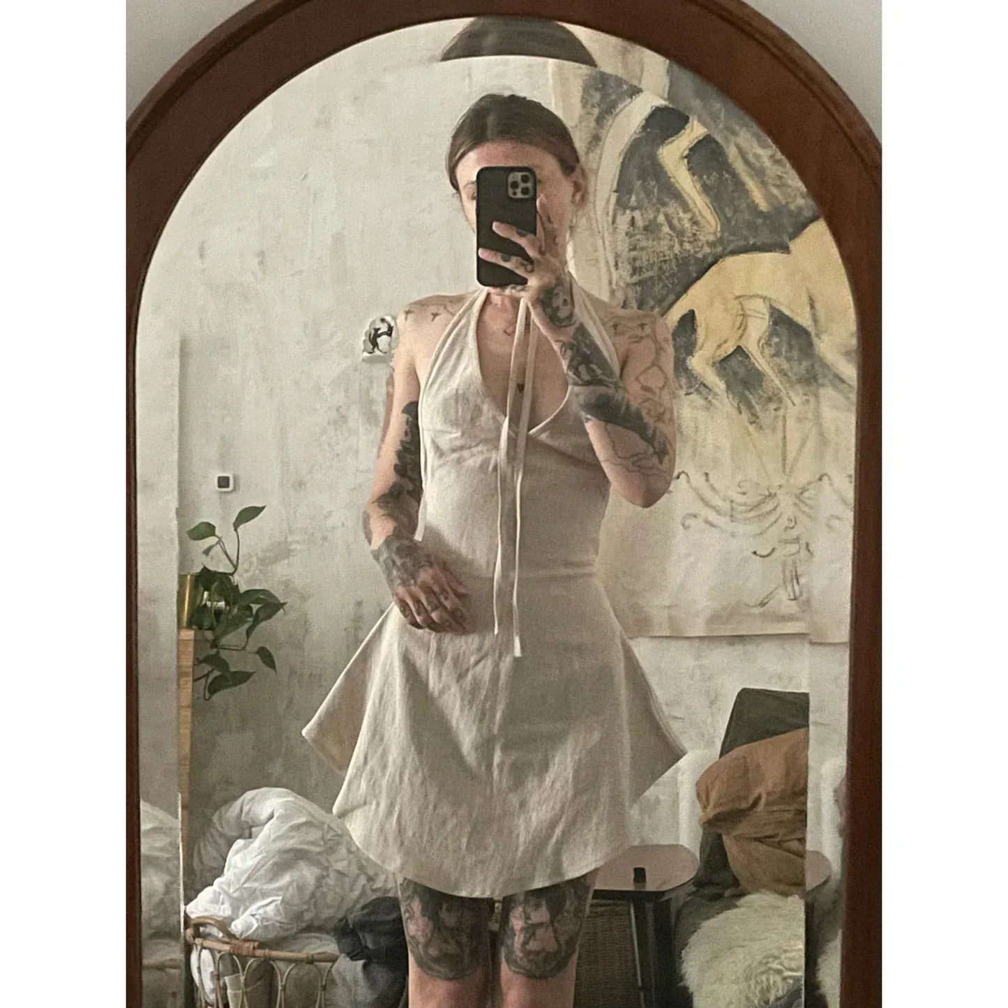 enigma linen dress plain-Snake Divine-APOC STORE