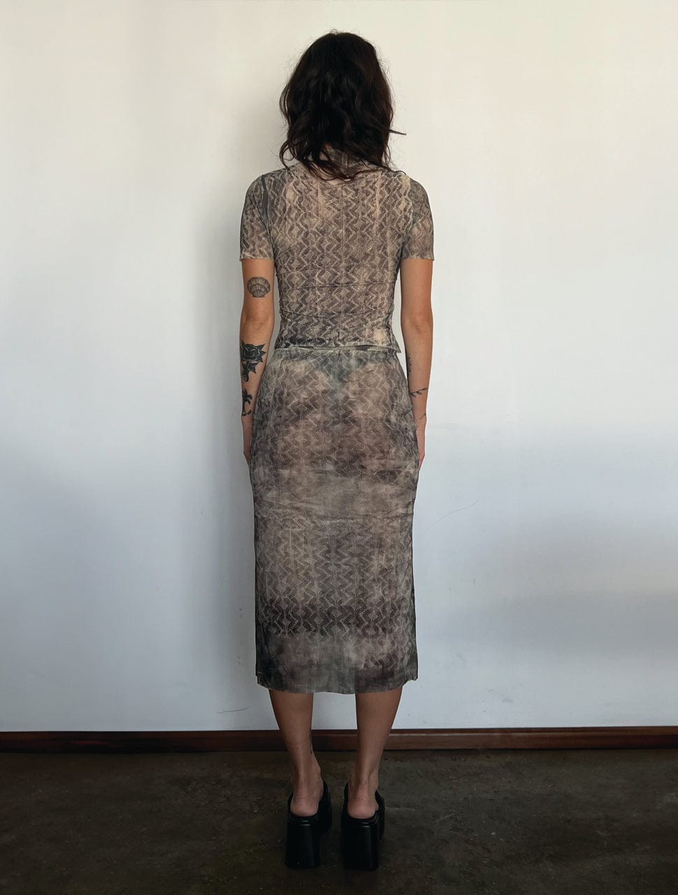 HANDPRINTED LACE KNIT JERSEY TOP-Raquel de Carvalho-APOC STORE