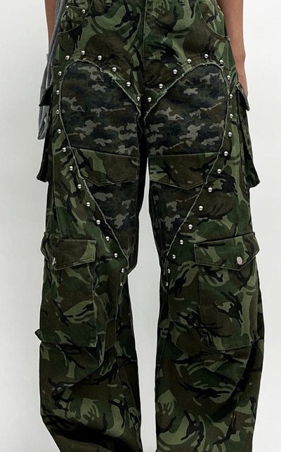 heart cargo pants camo-Nibgnus-APOC STORE