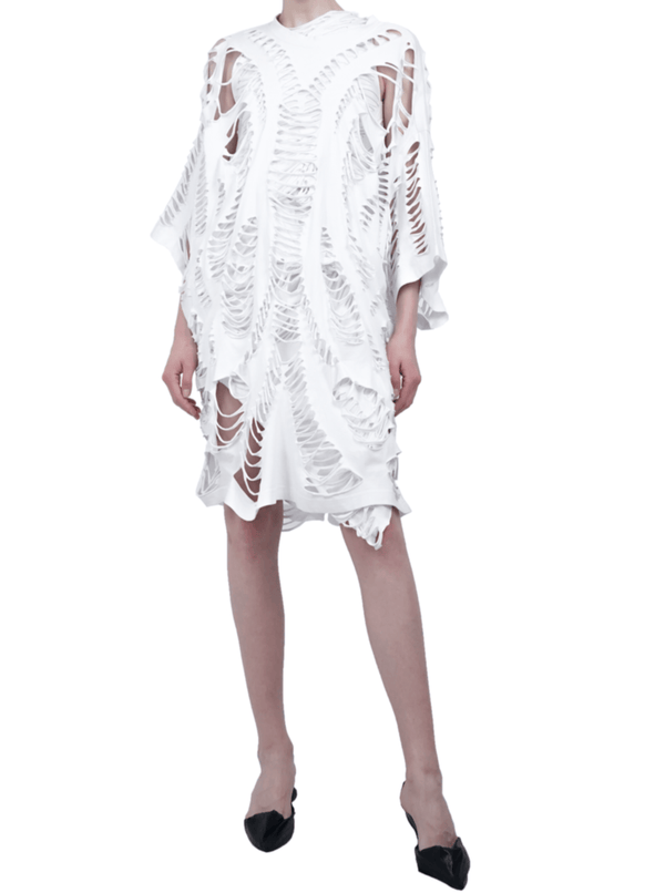 OVERSIZED CUT TEE DRESS WHITE-Sia Arnika-APOC STORE