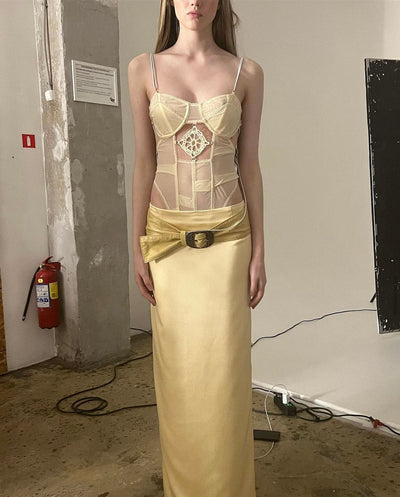 Mesh Bodysuit with crochet detail butter yellow-Nastyamasha-APOC STORE