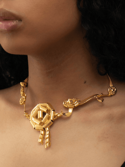 GOLD BOW NECKLACE-RAPHAEL EVERDEEN-APOC STORE
