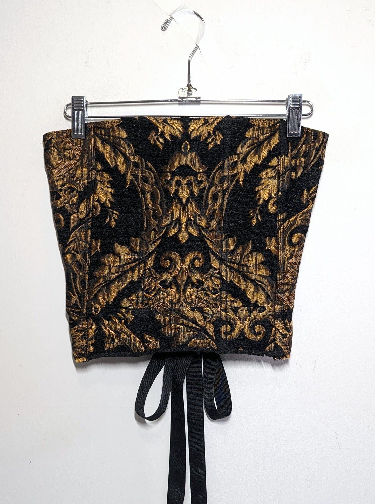 Black & Gold Floral Upholstery Corset-Kristin Mallison-APOC STORE