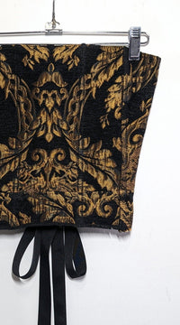 Black & Gold Floral Upholstery Corset-Kristin Mallison-APOC STORE