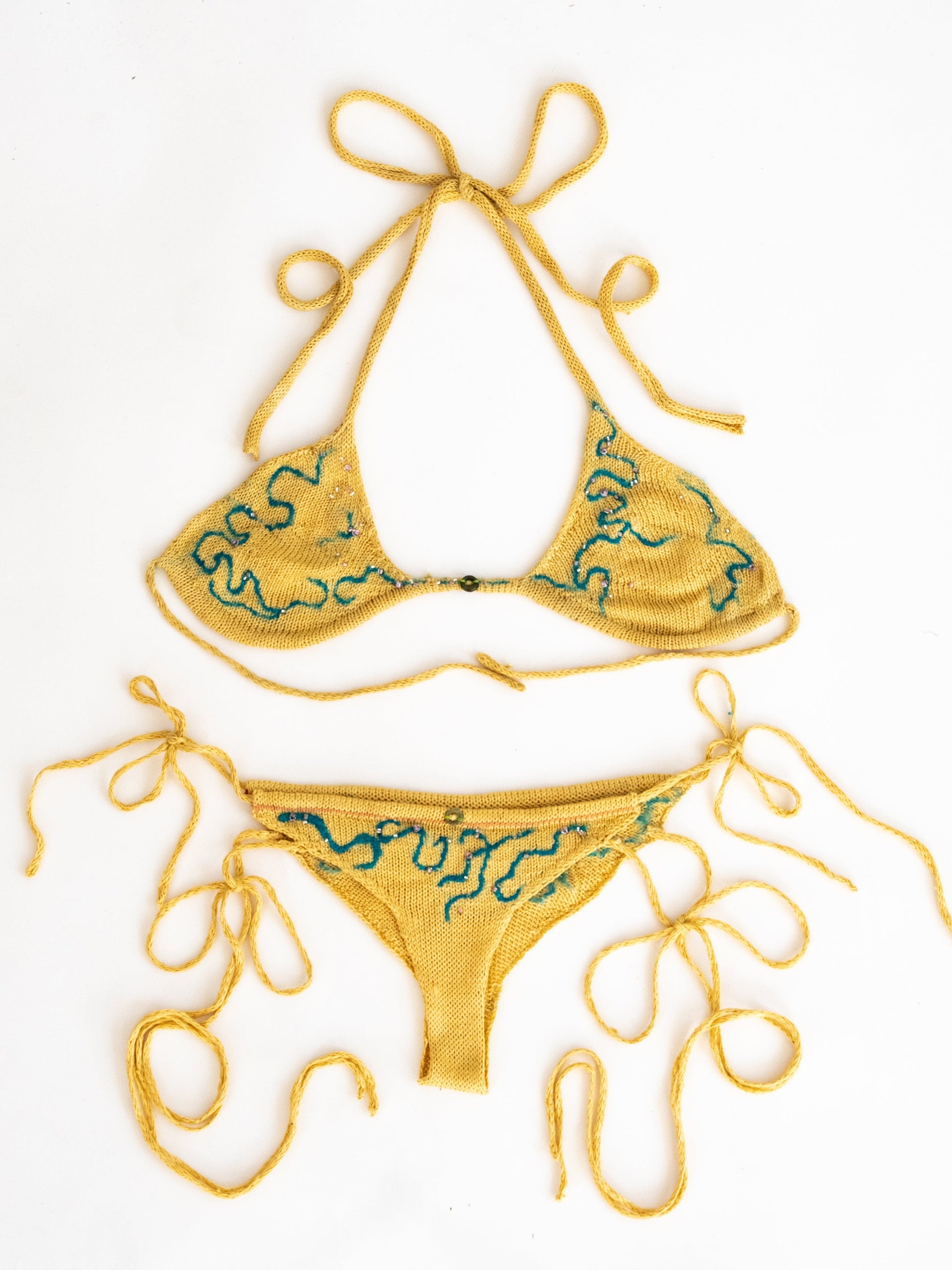Yellow and Turquoise Inked Bikini-GRACE GUI-APOC STORE