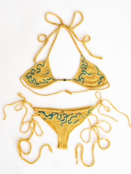 GRACE GUI Yellow and Turquoise Inked Bikini – APOC STORE