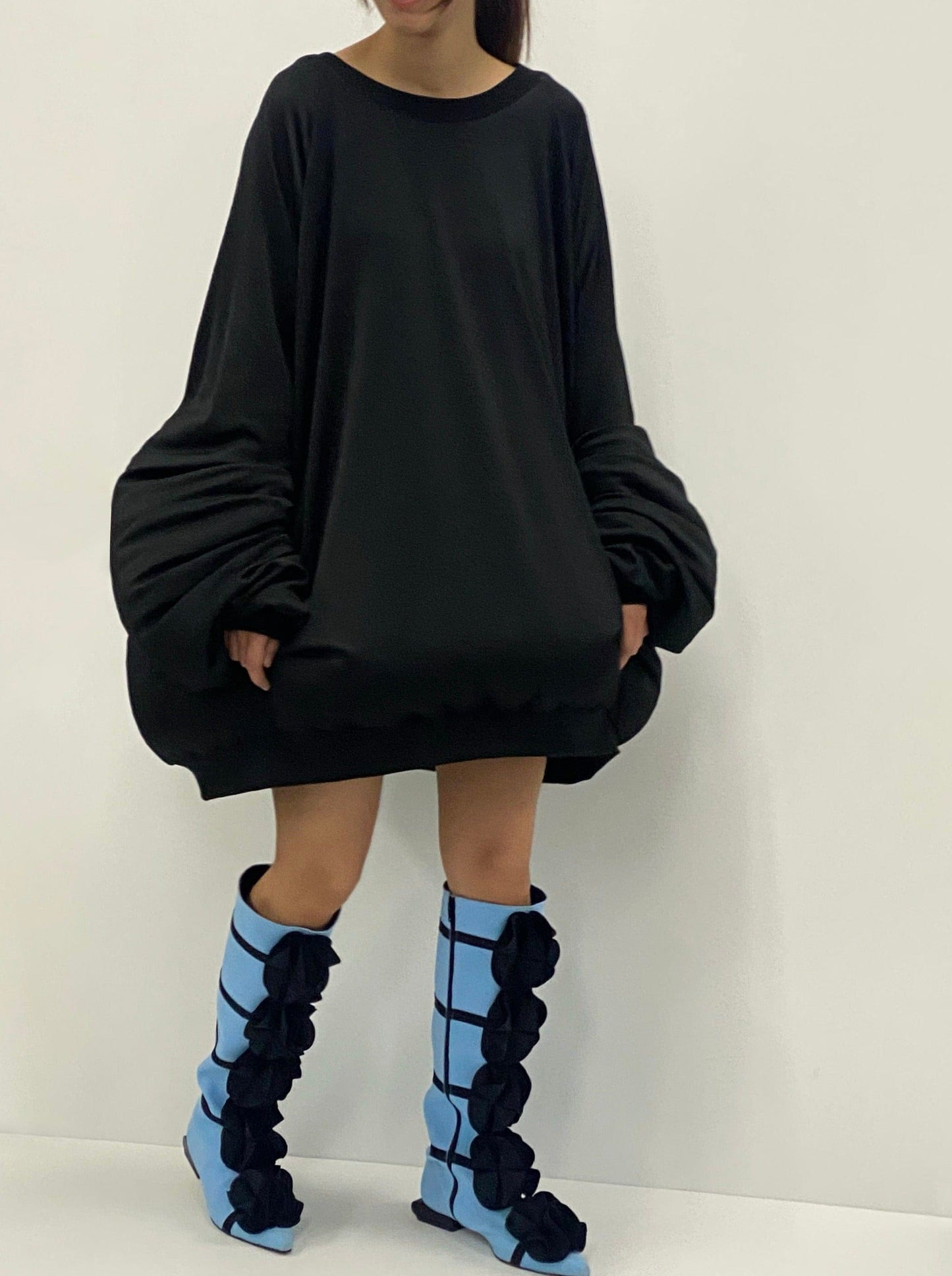 Powder Blue Guko Knee High Neoprene Boots-Sun Woo-APOC STORE