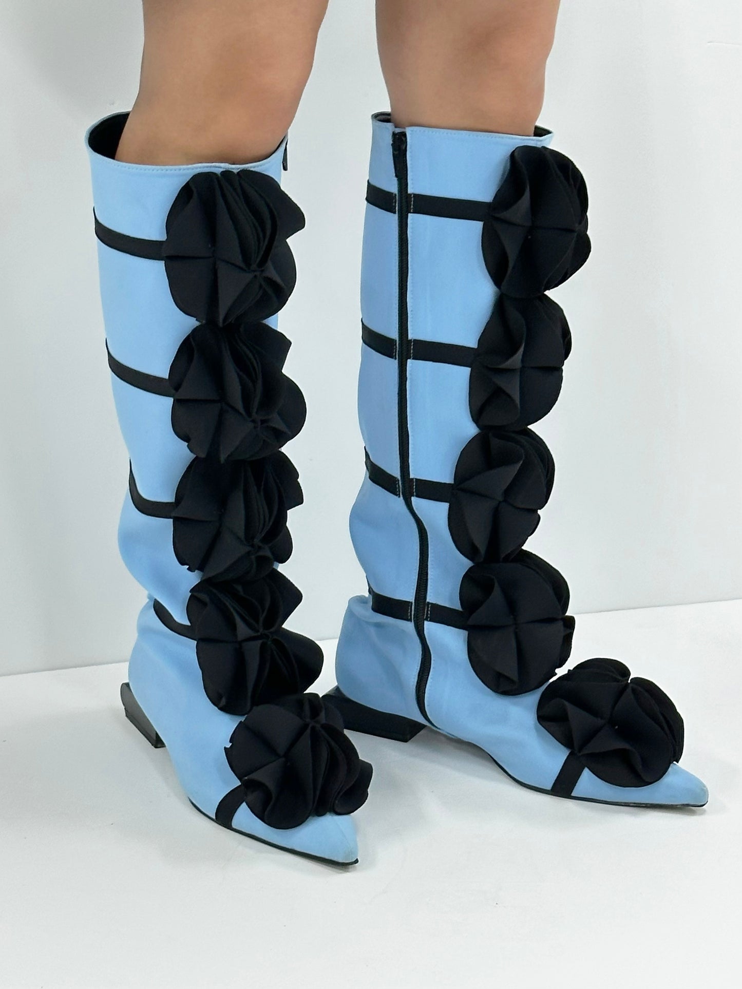 Powder Blue Guko Knee High Neoprene Boots-Sun Woo-APOC STORE
