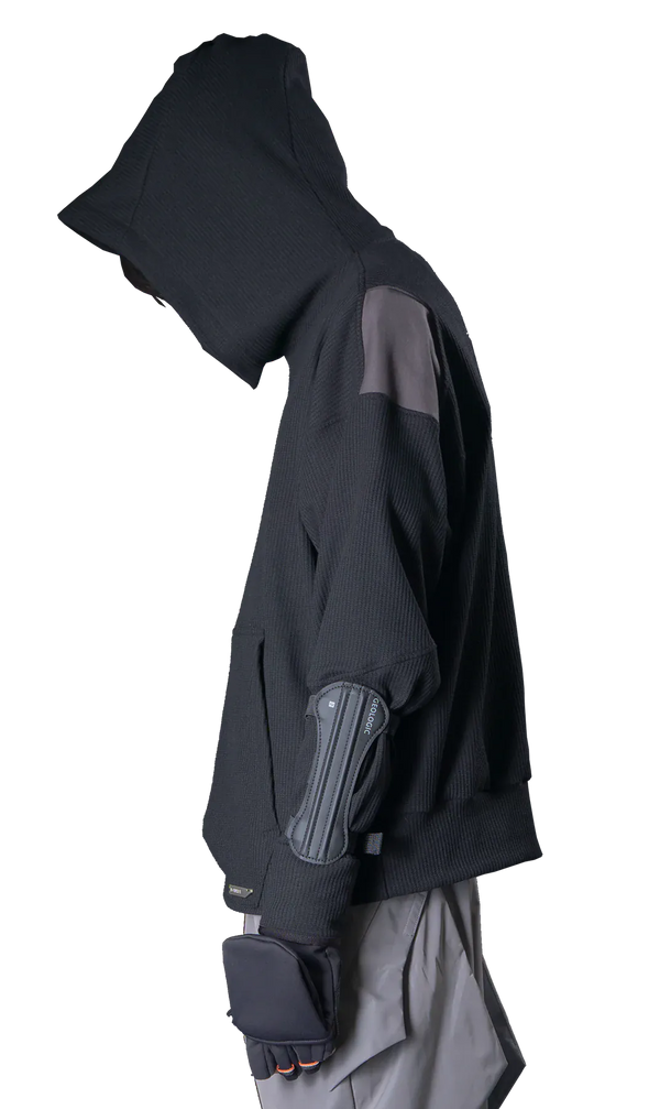 [HYBRID] Waffle Hoodie Black-NOTINLIST-APOC STORE