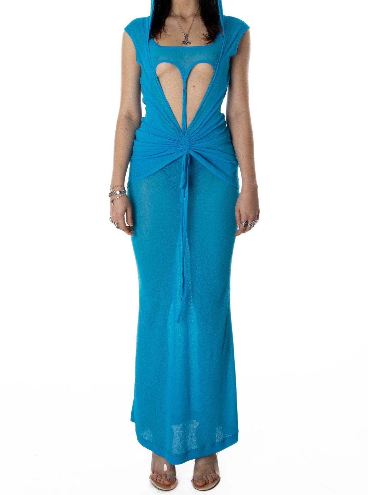 HEART HOOD DRESS BLUE-Nibgnus-APOC STORE