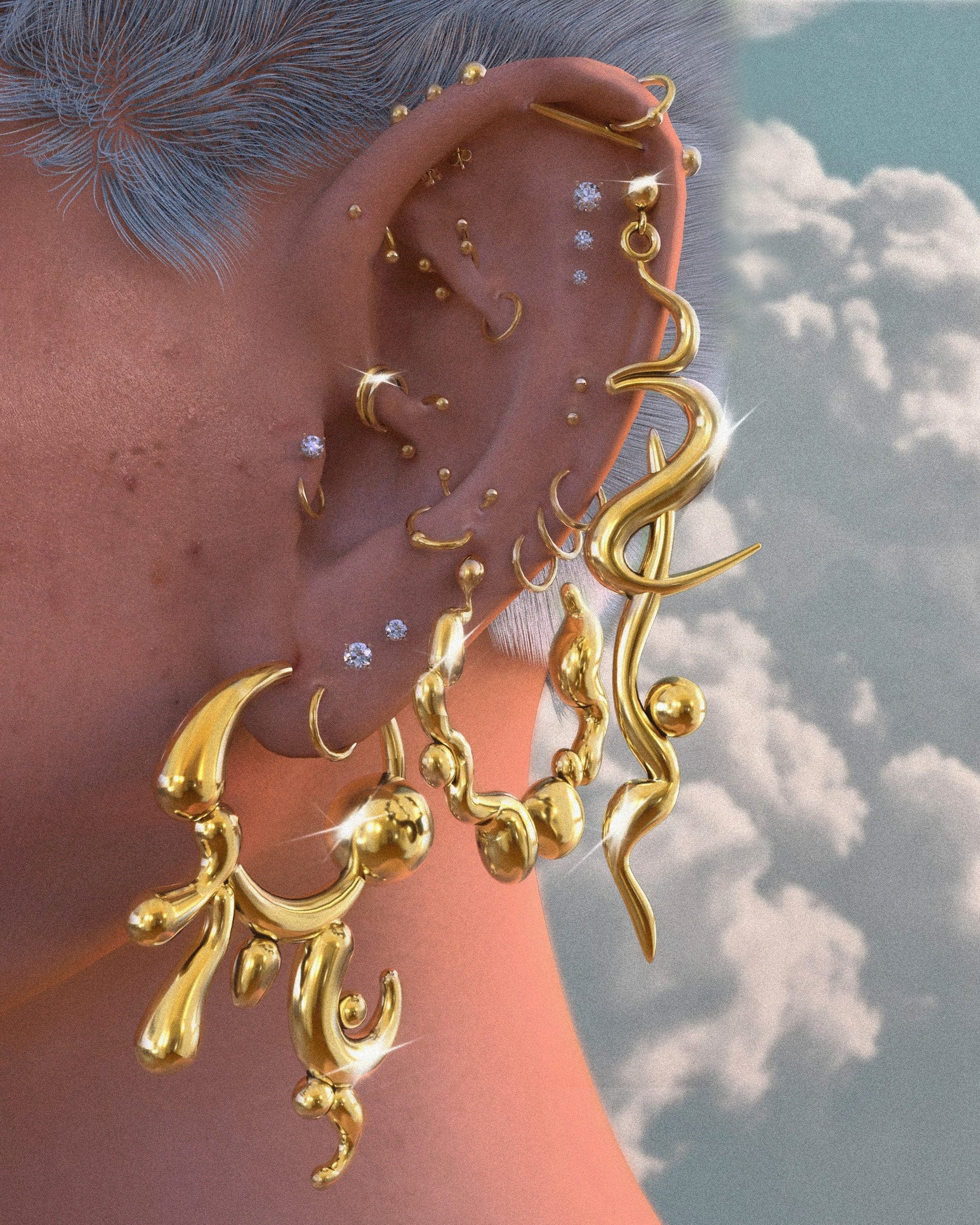Puddle Play Earrings Gold-Hannah Jewett-APOC STORE