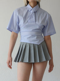 Halfsleeve Necktie shirt - Blue-Julye Han-APOC STORE