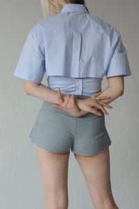 Halfsleeve Necktie shirt - Blue-Julye Han-APOC STORE