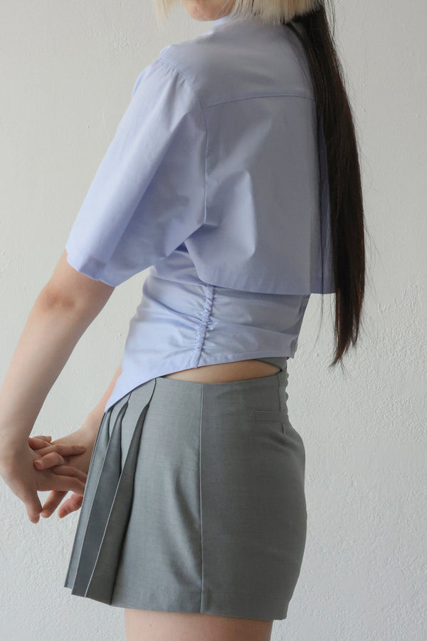 Halfsleeve Necktie shirt - Blue-Julye Han-APOC STORE