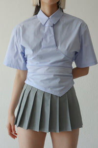 Halfsleeve Necktie shirt - Blue-Julye Han-APOC STORE