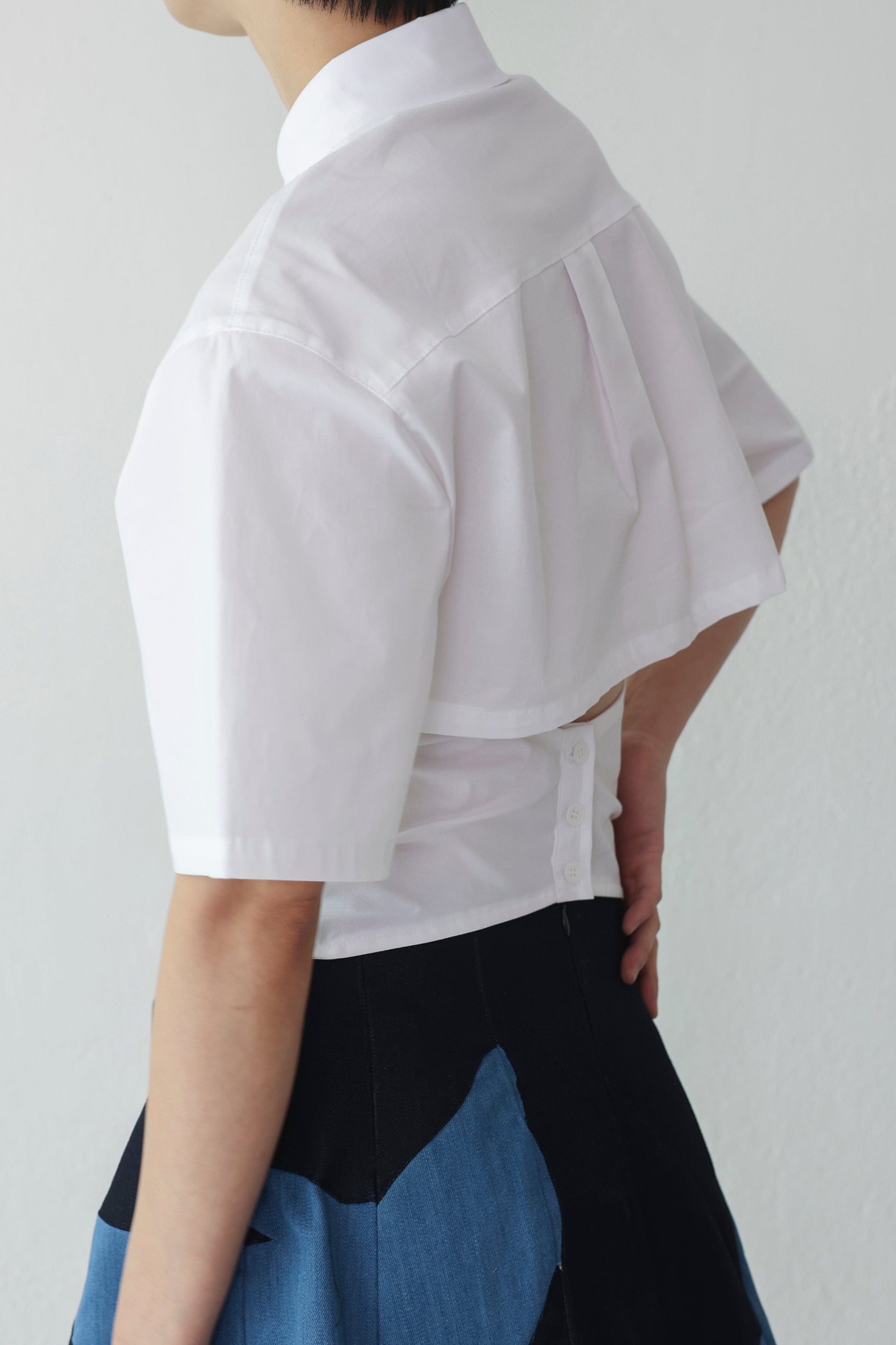 Halfsleeve Necktie shirt - White-Julye Han-APOC STORE