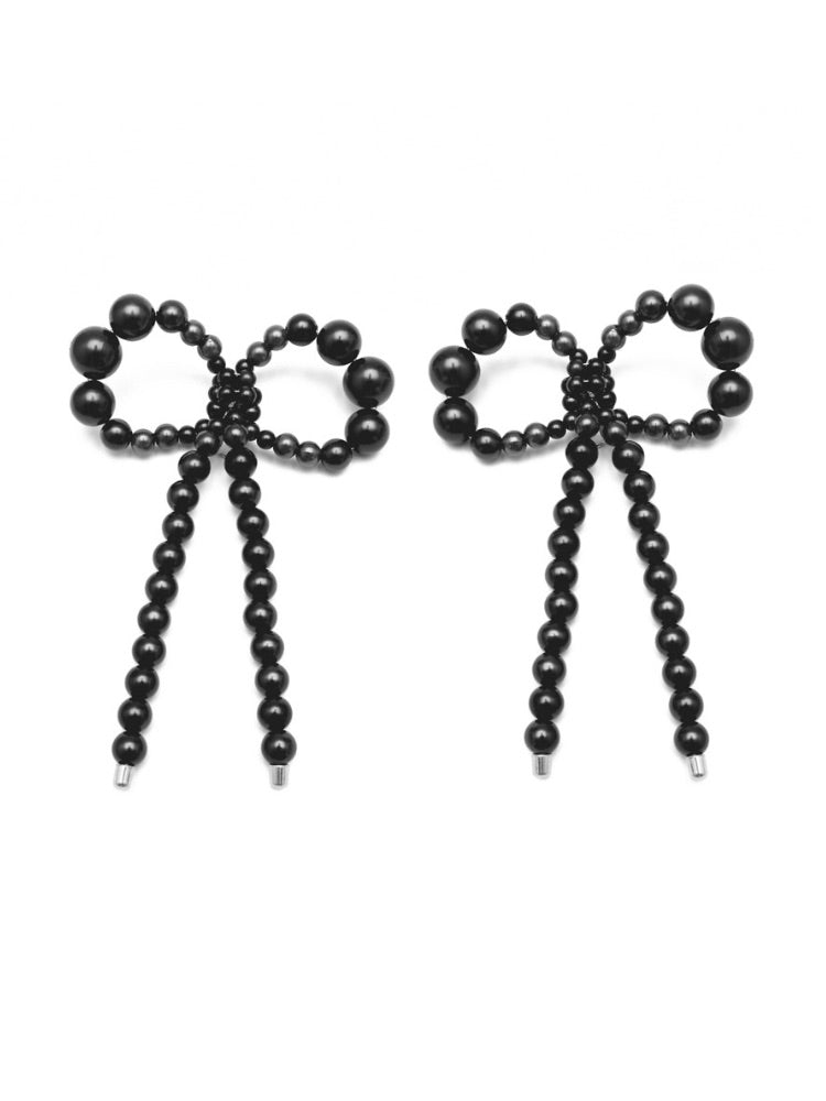 Holly Molly Bow Earrings - Black-1CONCEPT-APOC STORE