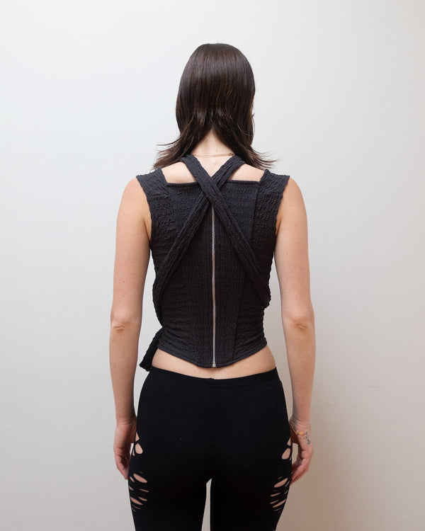 TIE WRAP CORSET IN CHARCOAL-Ella Roberts-APOC STORE
