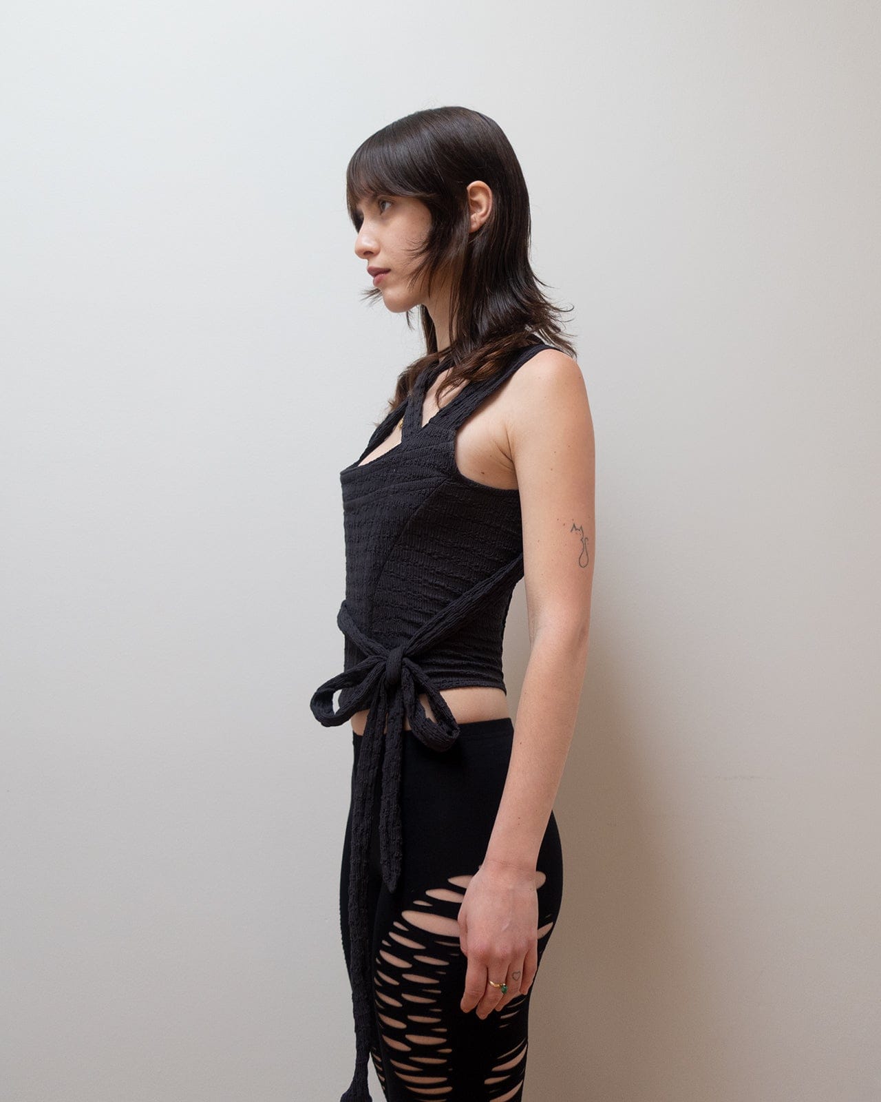 TIE WRAP CORSET IN CHARCOAL-Ella Roberts-APOC STORE