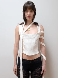 TIE WRAP CORSET IN IVORY-Ella Roberts-APOC STORE