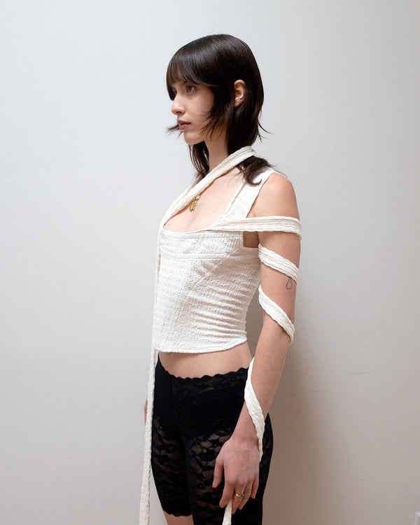 TIE WRAP CORSET IN IVORY-Ella Roberts-APOC STORE