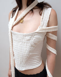 TIE WRAP CORSET IN IVORY-Ella Roberts-APOC STORE