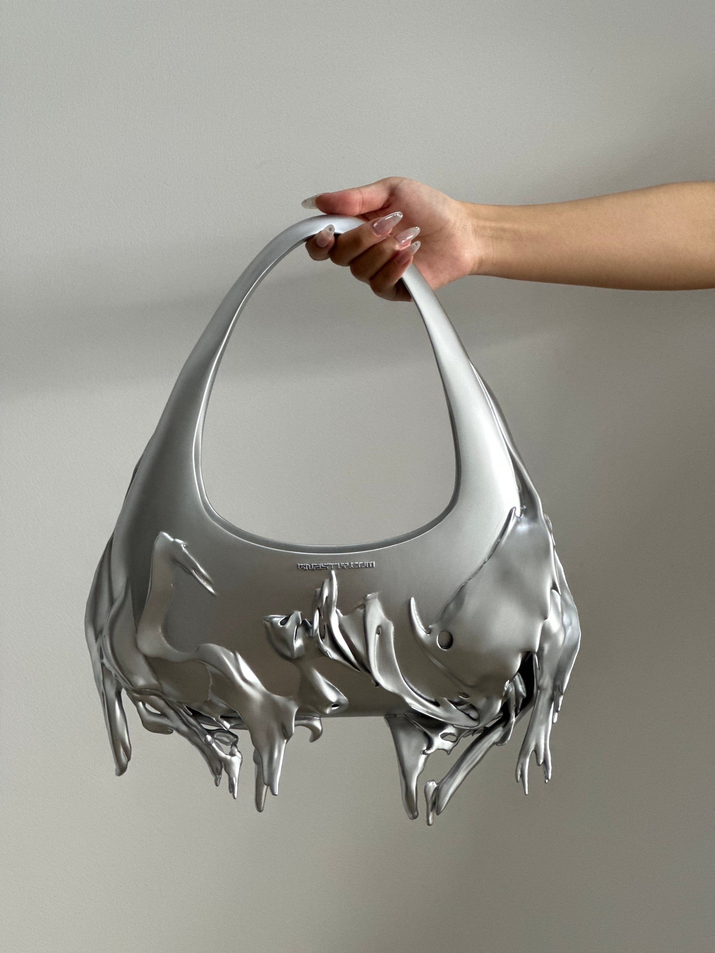 Matte Silver Slim Shoulder Bag-GNASTIY-APOC STORE