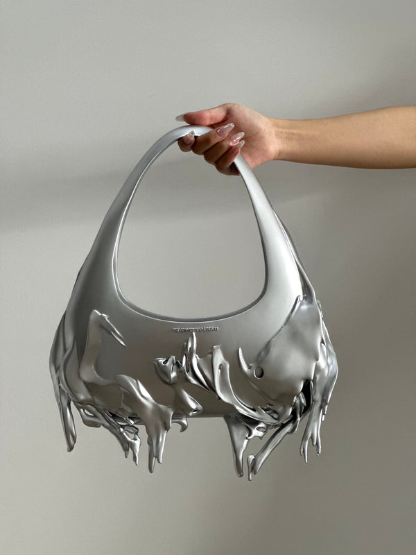 Matte Silver Slim Shoulder Bag-GNASTIY-APOC STORE