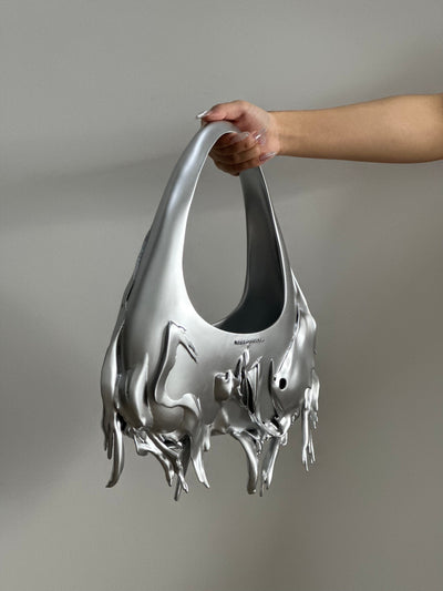 Matte Silver Slim Shoulder Bag-GNASTIY-APOC STORE