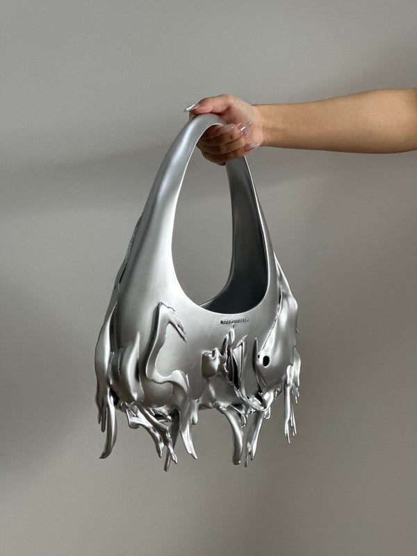 Matte Silver Slim Shoulder Bag-GNASTIY-APOC STORE