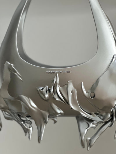Matte Silver Slim Shoulder Bag-GNASTIY-APOC STORE