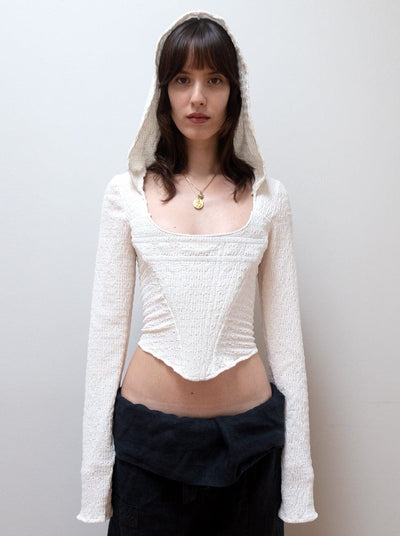 HOODED CORSET IN IVORY-Ella Roberts-APOC STORE