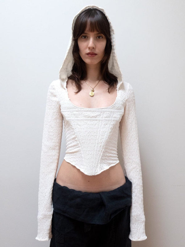 HOODED CORSET IN IVORY-Ella Roberts-APOC STORE