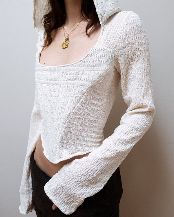 HOODED CORSET IN IVORY-Ella Roberts-APOC STORE